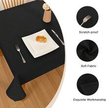 2 Pack Faux Linen Square Tablecloth - Wrinkle And Stain Resistant Washable Table Cloth For Kitchen Dining Room Holiday Table Cover For Party Dinner, Black, 70 X 70 Inch - Black70x702Pack - View 5