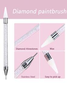 12格6种尺寸透明水晶AB水钻，包含镊子和点钻笔，2000颗3D圆形水晶美甲装饰，适用于面部和眼部化妆，DIY美甲工艺 - 彩色 - 查看 7