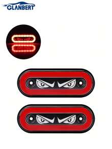 GLANBERT 2 dải đèn LED ô tô, đèn mắt quỷ động, đèn trang trí ô tô LED, đèn chiếu sáng rộng ngoài trời, đèn phụ trợ LED, phù hợp cho xe tải và xe máy - Nhiều màu - Xem 6