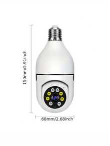1pc Smart WiFi Security Camera Bulb E27 Screw-In Hardwired, Modern White Round Design With Night Vision Motion Detection 360° Pan Tilt Surveillance Camera For Home Indoor Outdoor Use