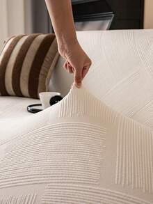 1 件提花纯色弹力全覆盖沙发套，简约风格，宠物友好，防滑防脏防刮，适合所有季节，可机洗，节日和家居装饰沙发保护套