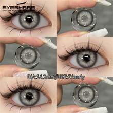 EYESHARE 1 Pair Soft Brown Colored Contact Lenses For Eyes Makeup Yearly Disposable Contact Lenses Gray, 14.2mm-No Power - 灰色 - 查看 3