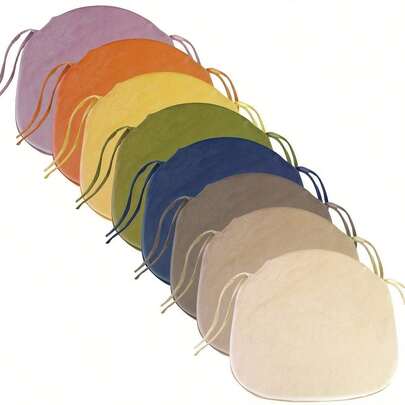 1 pièce Coussins de chaise en velours doux avec attaches Coussins en mousse haute densité en forme de D, amovibles et lavables en machine, couleurs vibrantes pour salle à manger, cuisine, chaises de bureau - Confort toutes saisons