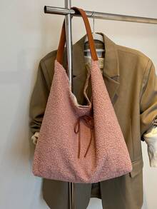 Geantă tote din pluș cu capacitate mare, geantă de mână pentru navetiști, geantă de umăr personalizată nouă în stil Ins 2025 pentru femei