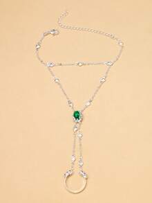 1 buc. Brățară de lux la modă cu cristal verde pentru femei, accesoriu de bijuterii, potrivită pentru ținute de petrecere de sărbători