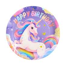 Rainbow Unicorn Happy Birthday Disposable Plates, Napkins, Cups - Party Supplies For 30 Guests, Disposable Paper Plates Suitable For Birthday, Wedding, Party, Family Picnic - Multicolor - View 10