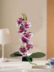 4pcs/1PC Simulation Plant Flowers Fake Hua Hudie Orchid Potted Bonsai, Wedding Shooting Green Props Living Room Decoration Plastic Flower Potted Ornaments, Holiday Decorations, Christmas Decorations.