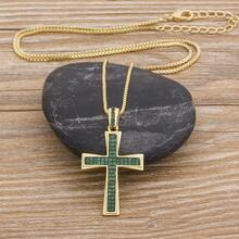 Nou Retro stil religios cruce pandantiv colier 4 culori pentru femei Vintage pavaj strălucitor cristal zirconia lanț choker bijuterii cadouri