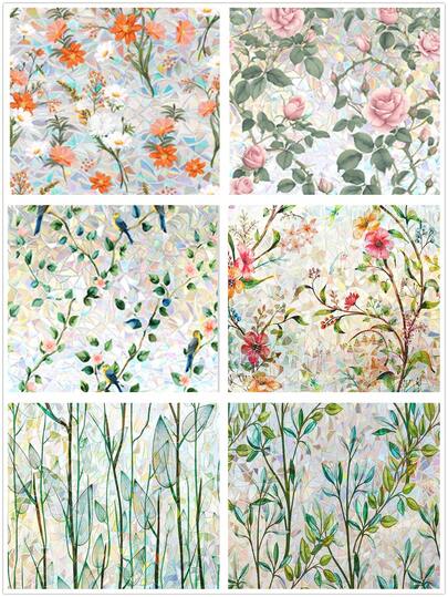 1Roll Window Privacy Film Stain Glass Window Film Rainbow Window Film Window Clings Non-Adhesive Reusable Decorative For Room Wall Decor Room Decor Wall Stickers Wall Sticker Stickers Home Decor