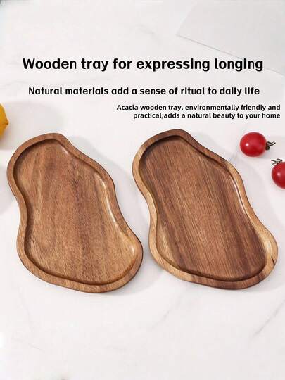 1 pieza Bandeja de madera de palo de rosa con forma asimétrica y estilo japonés creativo, adecuada para ceremonia de té seco, aperitivos y servir té