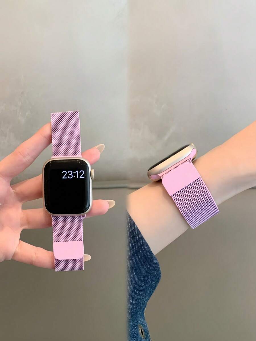 1条时尚米兰尼斯不锈钢磁吸表带，兼容 44mm、40mm、41mm、45mm、42mm、46mm、38mm、Ultra 2、49mm，奢华不锈钢表带，兼容Series 11、10、9、8、7、SE、6、5、4、3、2、1，时尚智能手表表带，兼容