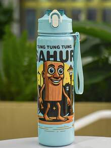 1pc 700ml/23oz Sturdy & Cute New Cartoon Shanhaijing Theme Printed Colorful Water Bottle, Outdoor Leisure Sports Water Cup With Lid & Straw, Leak-Proof Design Suitable For Running, Cycling, Travel - Perfect Gift For Birthday, Christmas, Halloween, New Year, Adorable Water Bottle, Travel Hydration Gear, Cartoon Character Design - Multicolor - View 9