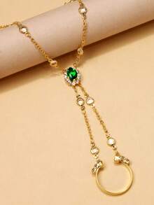 1 buc. Brățară de lux la modă cu cristal verde pentru femei, accesoriu de bijuterii, potrivită pentru ținute de petrecere de sărbători