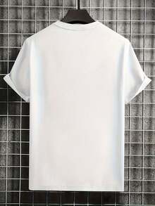 Vintage Men's T-Shirt, Pure Cotton Shirt, Pencil Drawing Style, Music, Casual, Round Sleeve, Printed Clothing, Men's T-Shirts, Men's Clothing, Round Neck Cotton T-Shirt, Short Sleeve, Men's Summer Tops, Sleeve T-Shirt, Summer Clothing, Summer Tops T-Shirts - 白色 - 查看 3