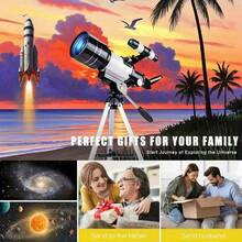 TAIMASI 150X High Light Monocular Astronomy Telescope, 70mm Aperture 300mm Refractor Telescope Portable, 3 Eyepiece & 3X Barlow Lens, For Star Nebular Viewing, Camping Nature Viewing, Education & Exploration | Multi-Coating, Wireless Remote, AZ Mount, Phone Adapter | Ideal Gift For Family, Friends, Adults, Astronomy Beginners, Christmas, Birthday Party - 白色 - 查看 6