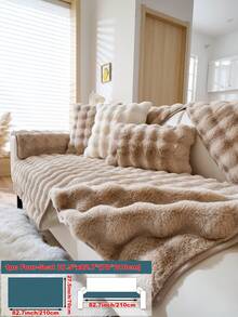 1 Pc Fashionable Rabbit Fur Soft Sofa Cushion, Luxurious Minimalist Sofa Seat Cover, Decorative, Protective, Anti-Slip, Anti-Dust, Anti-Cat Scratching, Suitable For Living Room, Bedroom, Study, Office