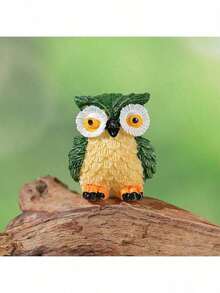 新款跨境产品 可爱猫头鹰动物摆件，微景观花园装饰，树脂桌面摆件 - 彩色 - 查看 5