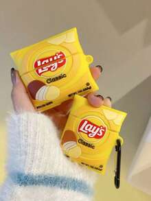 3D薯片造型硅胶保护壳，适用于Apple 4/3、Pro 2/3，美味薯片设计 - 黃色 - 查看 4