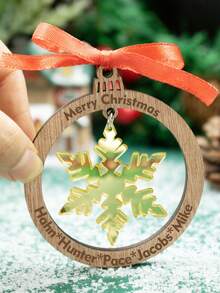 LICVIC Custom Christmas Decorations With Name, Personalized Christmas Tree Decorations, Customized Christmas Ornaments, Customizable Text Christmas Gifts, Wooden Snowflake Pendant, Diy Ornaments, Christmas, Party Decorations, Living Room Decor, Bag Charms, Garden, Room Decor, Boys, Girls, Mom, Dad, Family - Style a - View 6