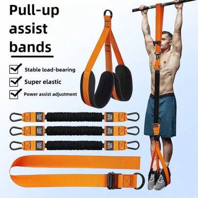 Ein Set schwerer, verstellbarer Widerstandsband-Kits - Lift-Assist-Gürtel, Klimmzug-Assist-Gürtel, Zugseile, Fitnessgeräte für den Innenbereich, verstellbare Trainingsassistenz-Gürtel, Krafttraining-Elastikgürtel, Kniestützgürtel, wandmontierte Lift-Trainer (225 Pfund)