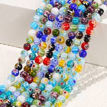 4/6/8/10mm Mix Colorful Glass Thousand Flower Stone Beads For DIY Bracelet Necklace Making Jewelry Accessories