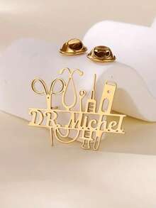 Broche de corazón de estetoscopio vintage personalizado, chapado en oro de 18K en acero inoxidable, Insignia con nombre personalizada para médicos, enfermeras, veterinarios, regalo ideal para profesionales médicos, presente de Acción de Gracias, Navidad y Año Nuevo (Individual, sin caja de regalo)