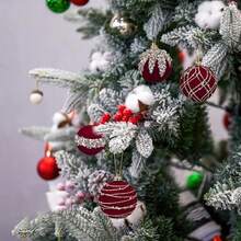 12 6cm Christmas Ball Decorations Christmas Tree Party Decorations New Year Christmas Pendants Silk Velvet Balls 2026 Home Decor Christmas Decorations Room Decor Winter Christmas Decorations Home Christmas Gifts Christmas Decor - Multicolor - View 7