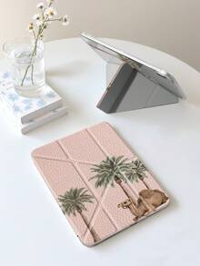 1 pieza Funda protectora de cristal transparente de acrílico con diseño de camello y palmera, función de activación/suspensión a prueba de golpes, adecuada para iPad (A16) de 11.a generación de 11 pulgadas (modelo 2025) e iPad de 9.a/8.a/7.a generación de 10.2 pulgadas, plegable 3+Y anti-doblado, ranura integrada para lápiz, protección diaria perfecta - Multicolor - Ver 3