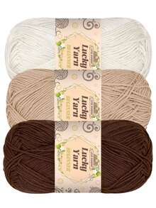 3pcs High Quality 4-Ply 100% Acrylic Yarn, Suitable For DIY Knitting And Crochet Projects - Great For Scarves, Blankets, Sweaters And Rugs - Available In Multiple Colors, Autumn/Winter - Multicolor - View 1