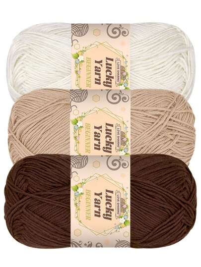 3 件高品质 4 层 100% 腈纶纱线，适用于 DIY 针织和钩针项目 - 非常适合围巾、毛毯、毛衣和地毯 - 有多种颜色可选，适合秋冬