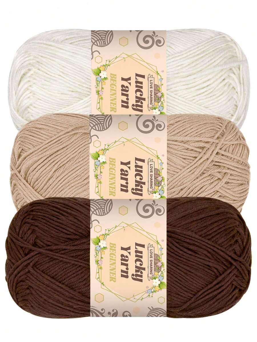 3pcs High Quality 4-Ply 100% Acrylic Yarn, Suitable For DIY Knitting And Crochet Projects - Great For Scarves, Blankets, Sweaters And Rugs - Available In Multiple Colors, Autumn/Winter - Multicolor - View 1