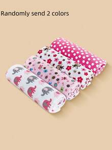 4 件/2 件套新生儿襁褓毯，温暖舒适的婴儿花卉印花包裹毯，卡通图案婴儿平纹细布包巾（多种颜色） - 彩色 - 查看 13