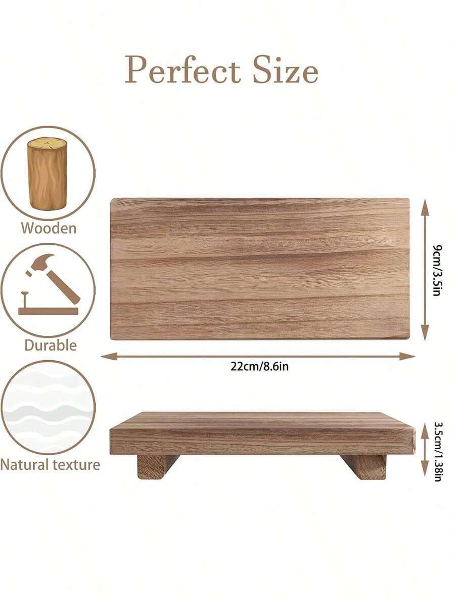 1pc Small Kitchen Sink Soap Tray For Counter Soap Dish Dispenser Holder Wooden Risers Stand For Bathroom Decor Farmhouse Wood Pedestal Kitchen Accessories Countertop Vanity Counter Decorative Tray Back To School - màu nâu - Xem 1