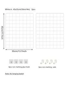 2 件金属墙网格板，带篮子、架子和挂钩 - 黑白线材整理架，适用于照片展示、家居、办公室和厨房装饰、网格墙板展示 - 均碼 - 查看 16
