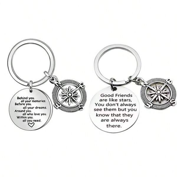 1 قلادة بوصلة من الفولاذ المقاوم للصدأ، قلادة حقيبة الظهر من الفولاذ المقاوم للصدأ، هدية صغيرة لأصدقاء، تميمة أكياس عيد الميلاد، إكسسوارات السيارة، أفكار هدايا للأخت والمعلم