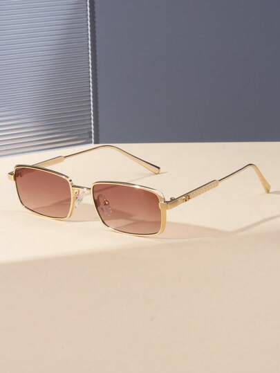 1pc Women's Metal Square Frame Fashion Glasses