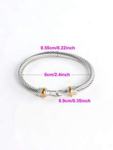 Stainless Steel Hook Shape Twist Cable Cuff Bangle - One-size - View 11