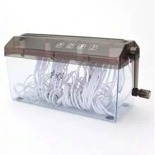 Hand Manual Desktop Office A4 Paper Shredder Strip Cut Shredding W/ Wastebasket - Black - View 8