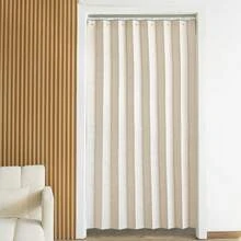 1 件手风琴式褶皱折叠门帘，波浪图案房间隔断装饰，适用于客厅、卧室、玄关、衣柜