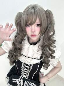 alicegarden 1 Synthetic Heat-Resistant Wig With Bangs, Gray Long Rolled Wig, 20 Feet Long, Made Of Fiber, Suitable For Daily Use, Natural Simulation Wig - Grey - View 3