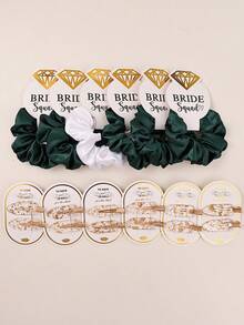 2 Sets elegante Satin Scrunchies und Haarklammern mit Kunstperlen, goldene Haarklammern mit Folienprägung, Brautjungfern Haarschmuck mit Strass, schonende Haarzubehör für Hochzeit, Verlobung, Junggesellinnenabschied, Haraccessoires, Schulsachen, Geschenke