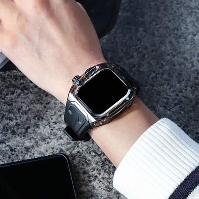 1pc Transparent Modification Kit For AppleWatch Series11 42mm 46mm Ultra 3/2/1 49mm 44mm 45mm Strap+Case For Watch Series 10 9 8 7 654 Case+TPU Strap