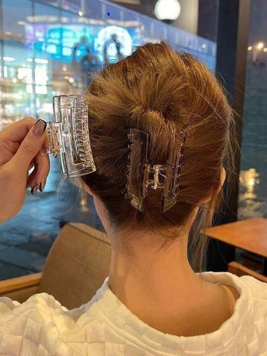 2pcs Acrylic Transparent Clasp Ladies' Versatile Hair Accessory With Elegant Style Fall Winter Hair Clip Claw Clip Hair Accessories For Women For Vacation Outfits Woman Fashion Hair Clutch
