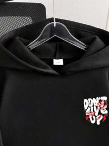 Tween Boy Slogan Print Warm Sweatshirt, Autumn/Winter - Black - View 3