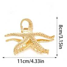 1 Stück kleine & große Damen Gold Seestern, Muschel, Konchen Design elegante Mode Metall Haarklammer, geeignet für Damen Strandurlaub Frisuren, Urlaubsgeschenk Haaraccessoires Herbst Mode Damen Haarspange Winter - Großer Seestern-Greifer - Übersicht 4