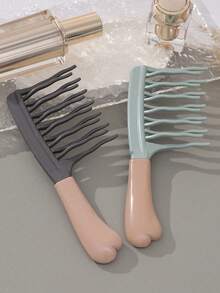 50 piezas Juego de peines de doble diente ancho, ideal para rizos largos y estilos voluminosos - Peines elegantes en negro y azul claro con mangos de ABS, perfectos para el cuidado del cabello rizado y el masaje en el hogar, regalo ideal para amigos, cuidado del cabello con estilo | Peines de cabello elegantes | Mangos duraderos de ABS