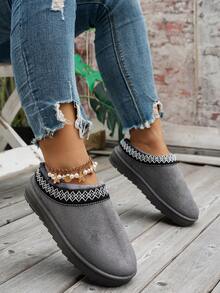 Nuevos Uggs de comercio exterior para mujer, invierno 2024, de terciopelo, cálidos, con suelas gruesas, sin tacón, de dedo cerrado y de lana, tipo zapatillas