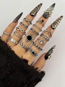 3/16/22/38件复古蛇主题混合戒指套装 - 戒指套裝 - 查看 9