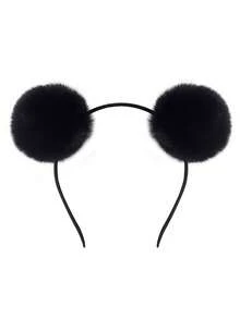 1pc/6pcs Cute Furry Ball Headband, Sweet Children Hair Accessories, Suitable For Autumn/Winter Parties, Holidays, School Events