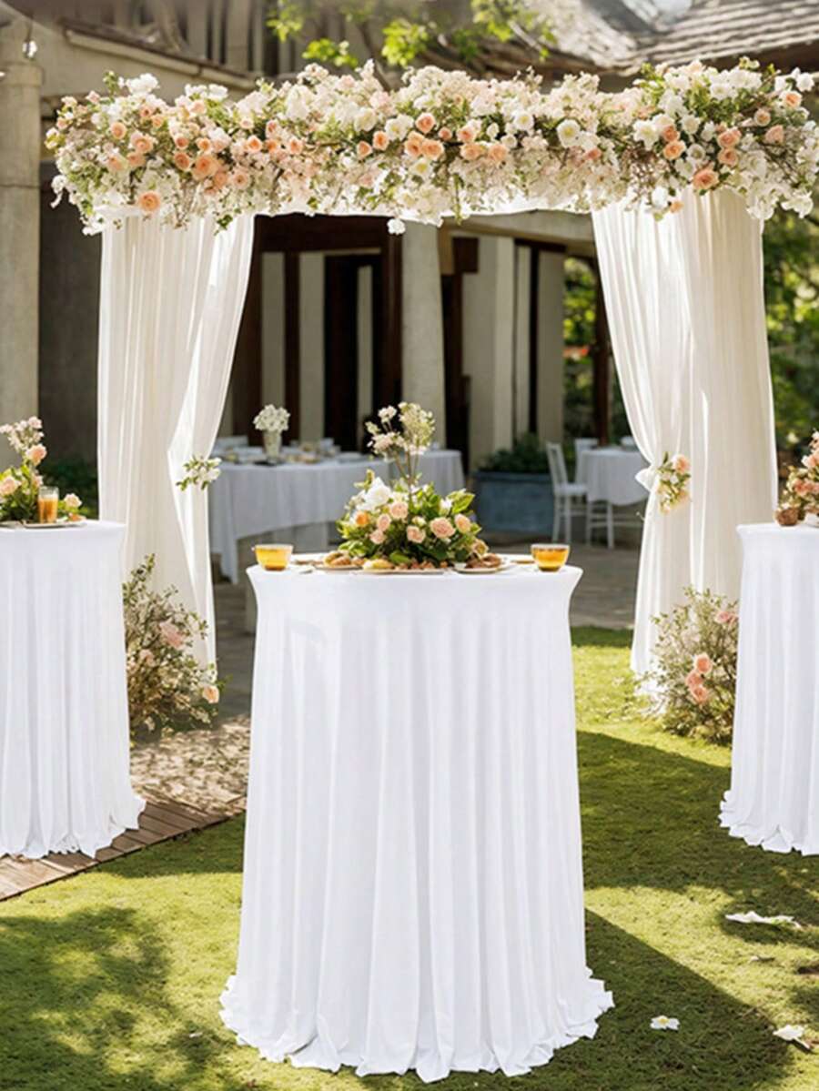 Khăn trải bàn cocktail co giãn 24/32 inch, khăn trải bàn tròn cho quầy bar cao, khăn trải bàn kiểu váy hè dệt kim, thiết kế rủ mềm mại, khăn trải bàn co giãn cho phòng tiệc và quầy bar. - Nhiều màu - Xem 1